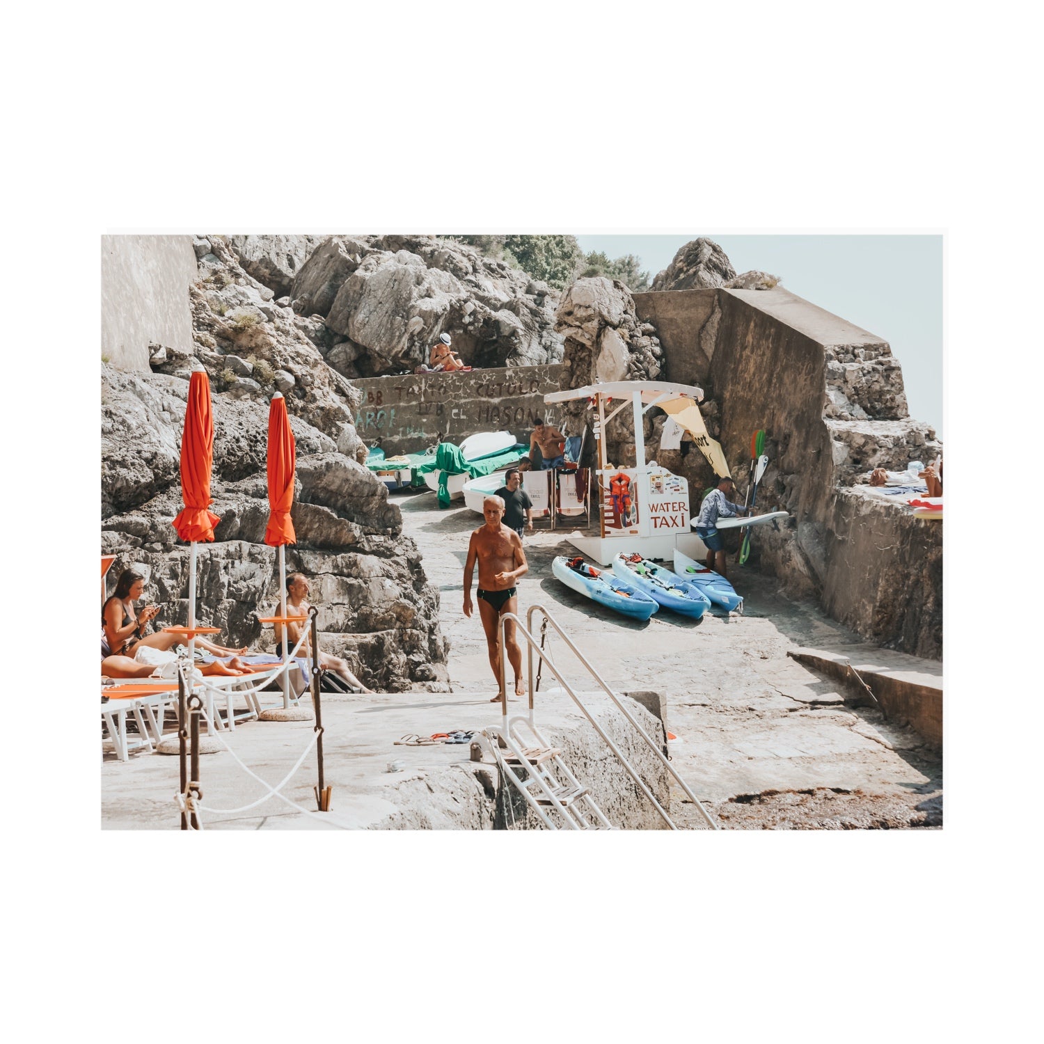 The Local Praiano Amalfi Coast Mediterranean wall art A0 unframed fine art print