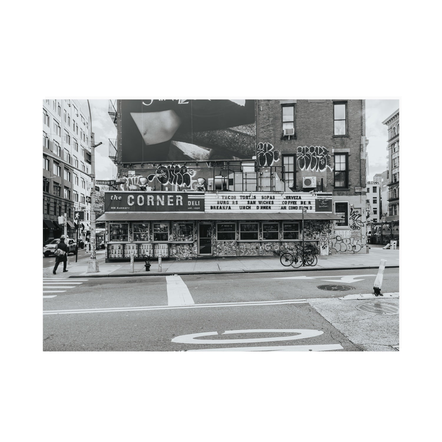 Kenmare Street New York NYC Black & White wall art A0 unframed fine art print
