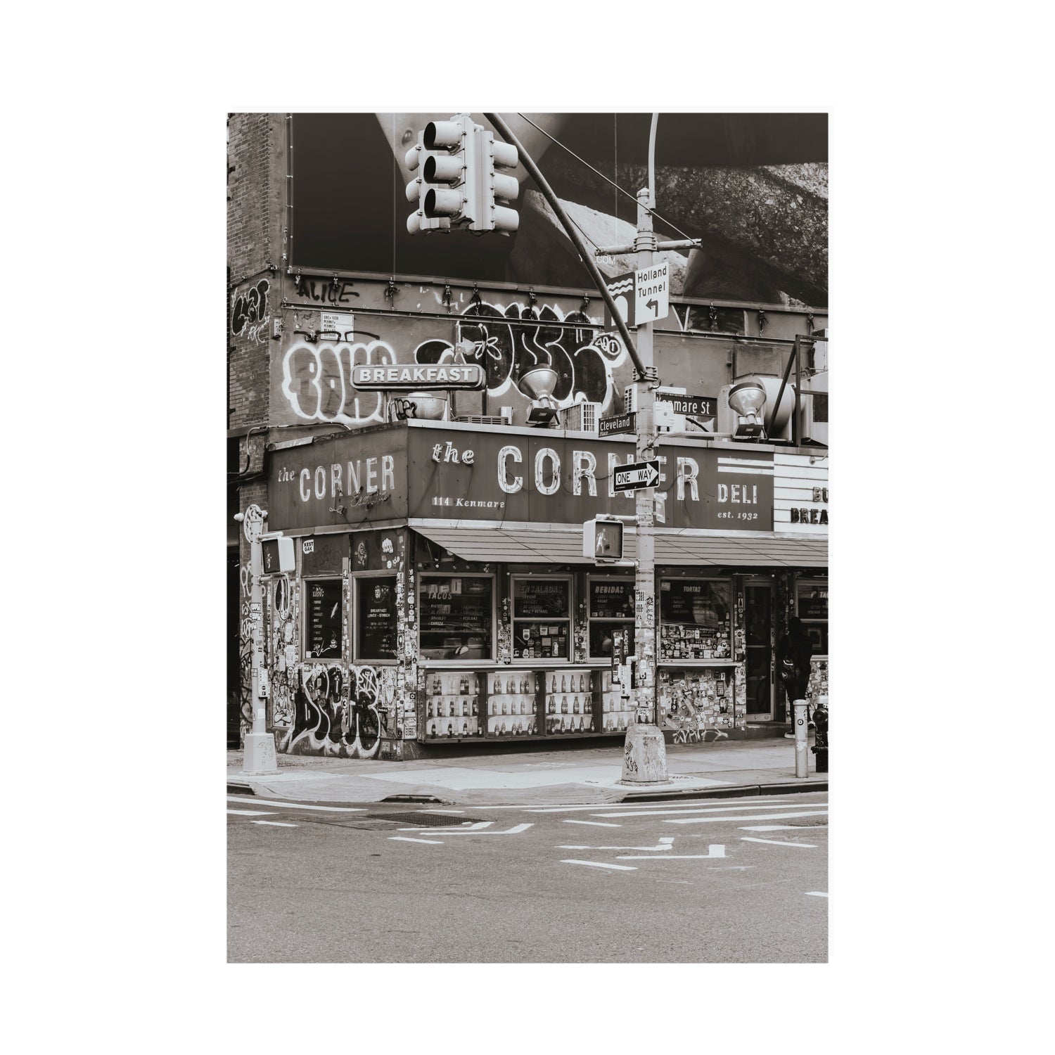 Soho Deli New York NYC Black & White wall art A0 unframed fine art print