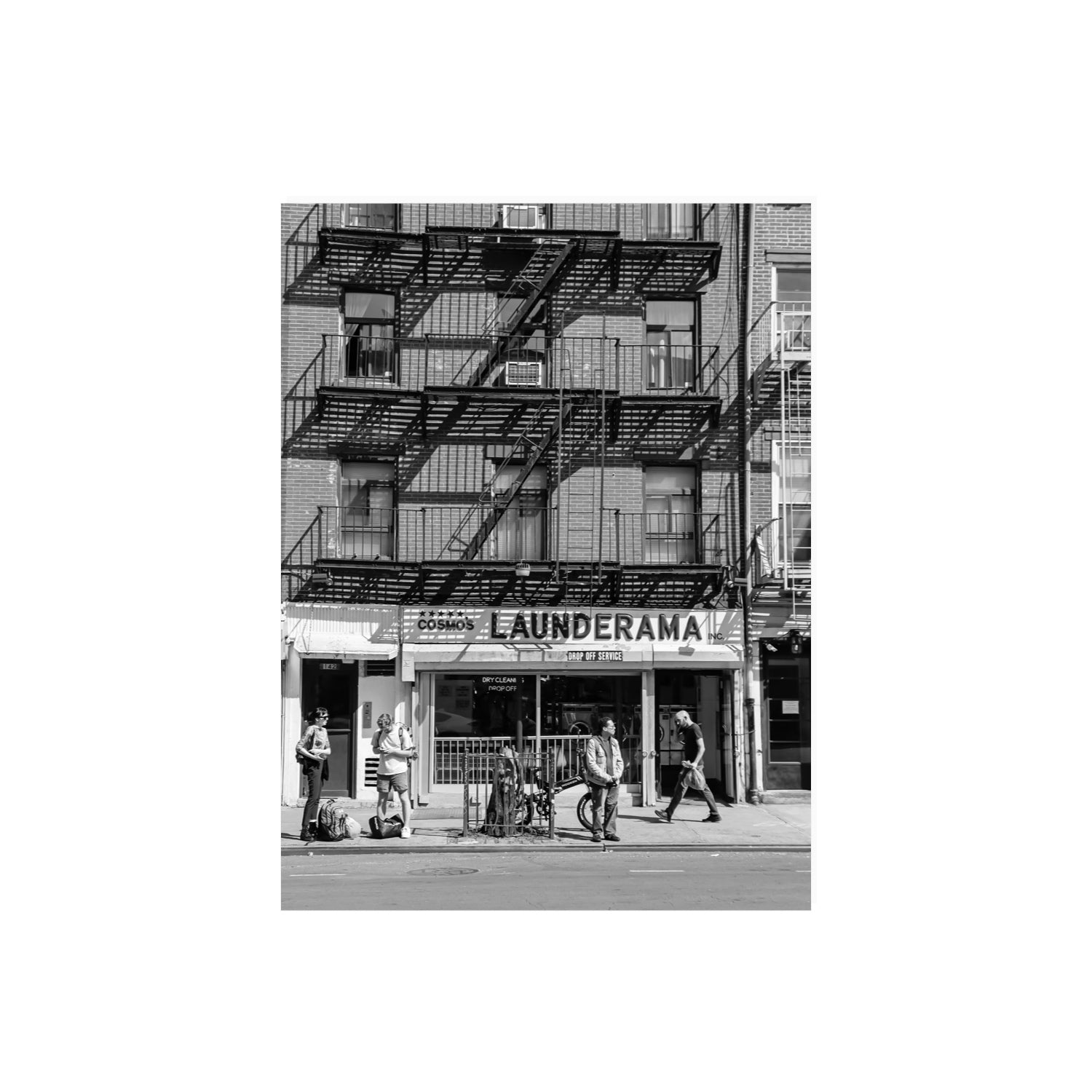 Bus Stop New York NYC Black & White wall art 18 x 24 in unframed fine art print