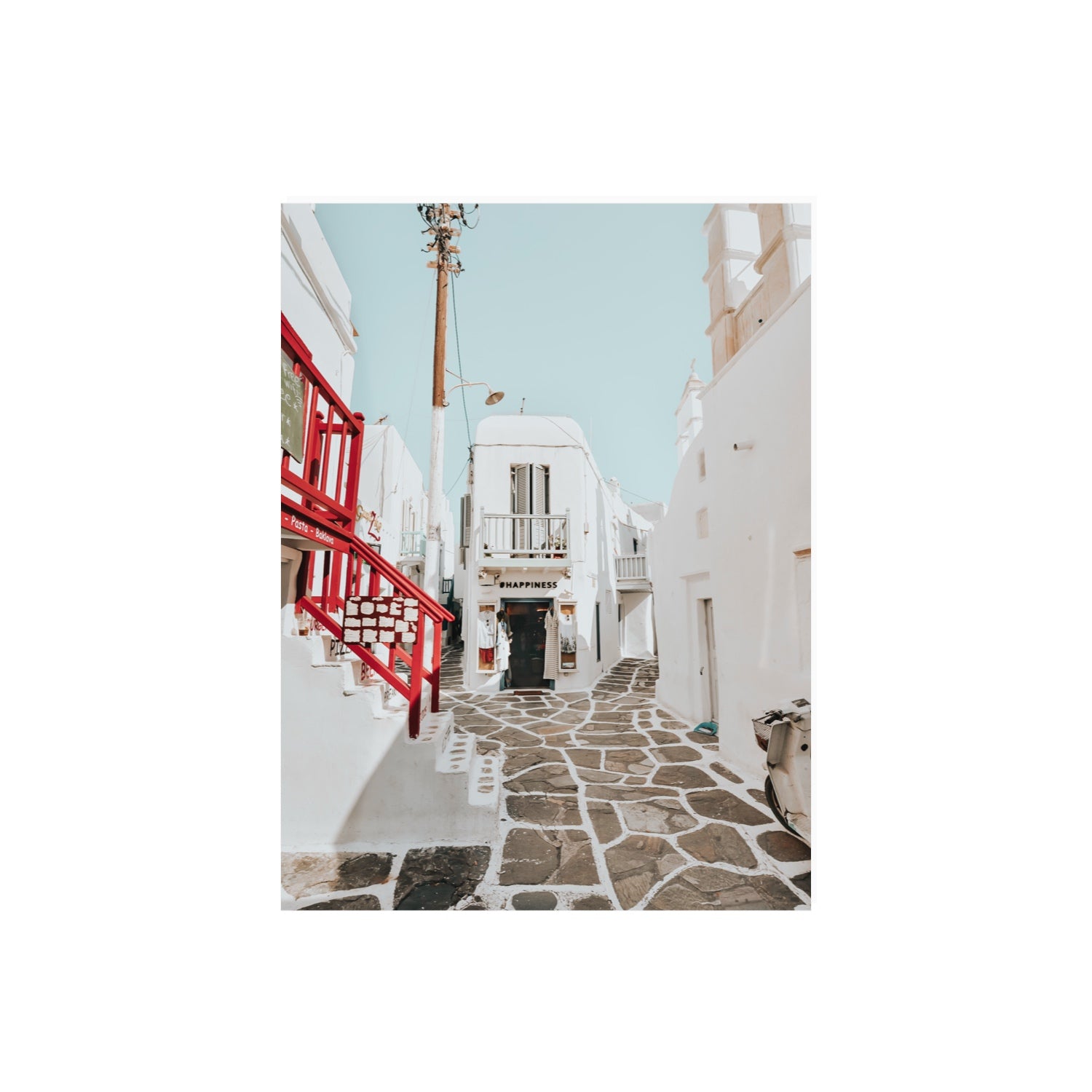 Happiness Mykonos Greek island wall art 18 x 24 in unframed fine art print