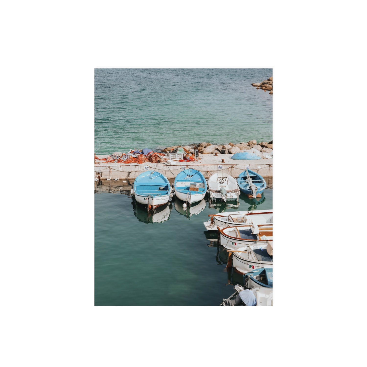 Maritime Memories Puglia Harbour Reflections coastal wall art 18 x 24 in unframed fine art print