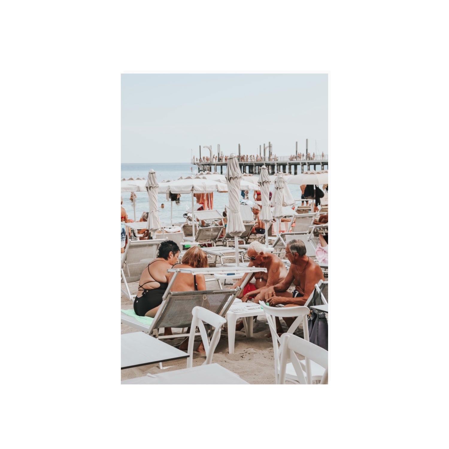 Salted Shuffle fine art print, Alassio, Italy, people and locals artwork, 20 x 30 in, Unframed, Fine Art Print