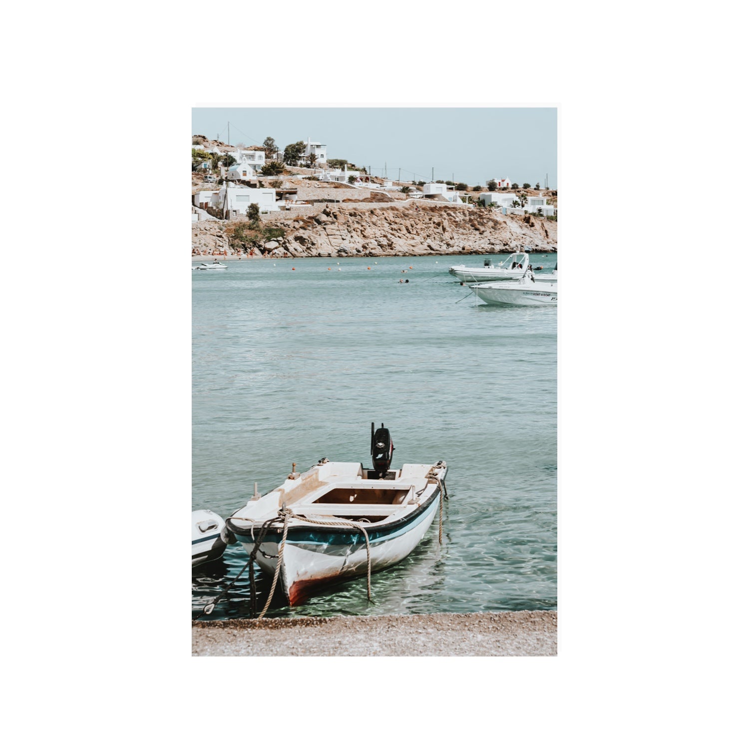 Classic Wheels Mykonos Greek island wall art 24 x 36 in unframed fine art print