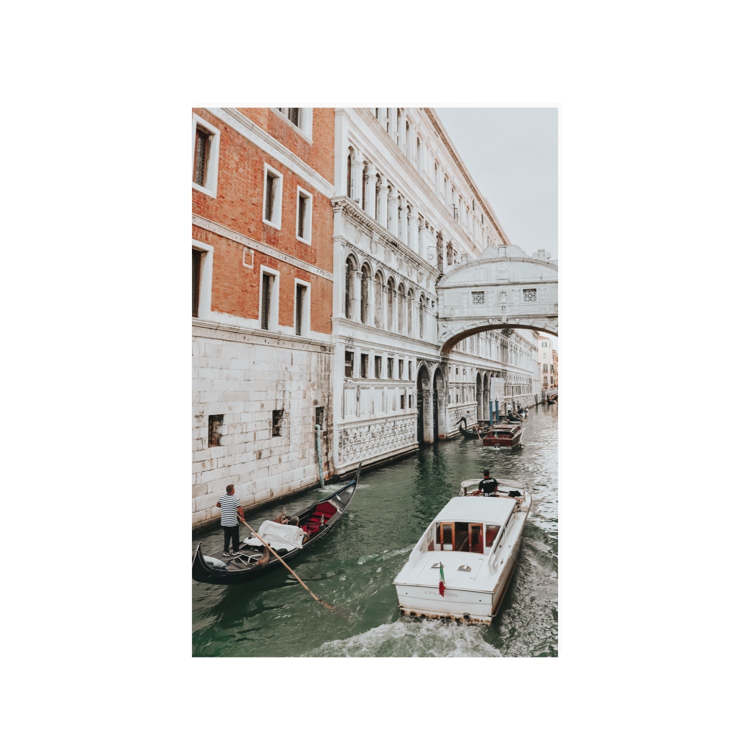 Under the Bridge Venice Gondola Italian wall art 24 x 36 in unframed fine art print