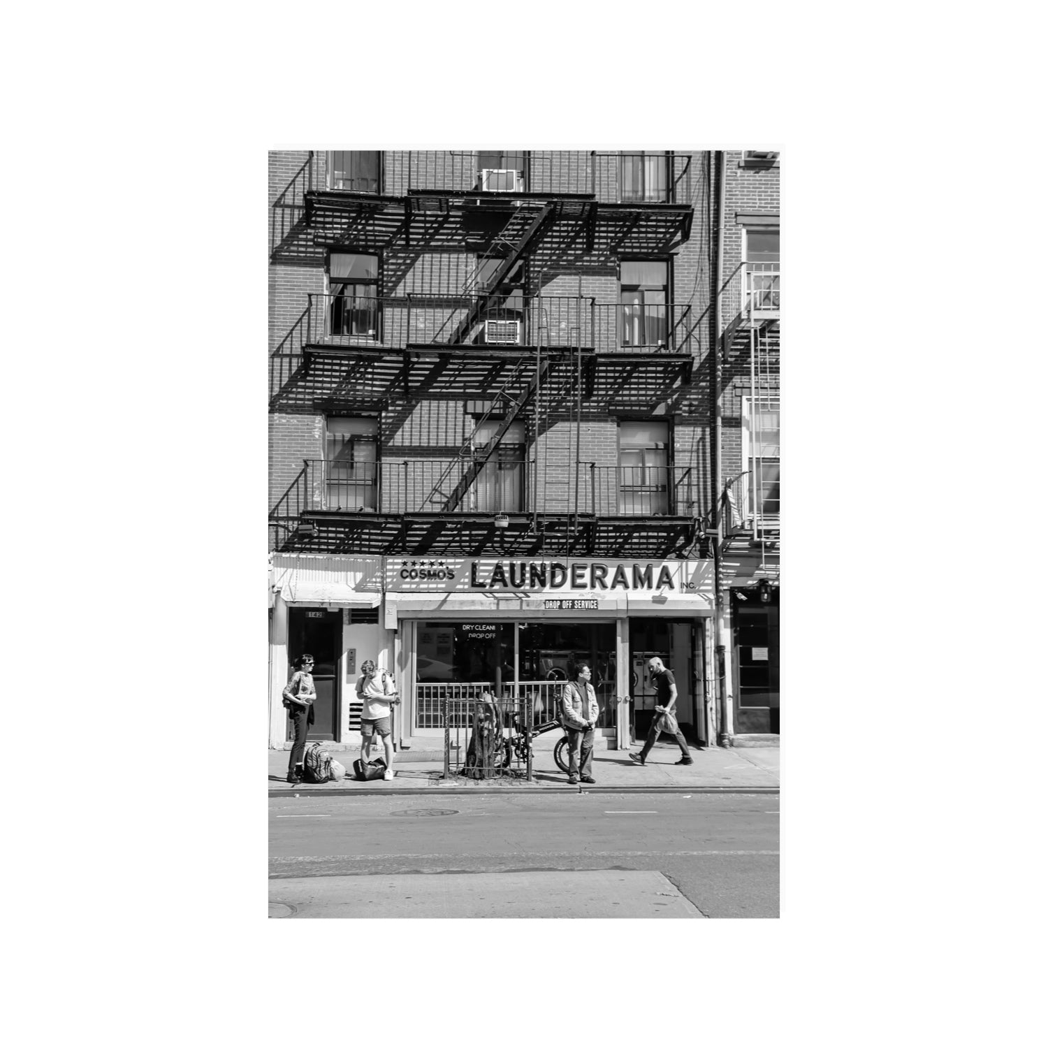 Bus Stop New York NYC Black & White wall art 24 x 36 in unframed fine art print