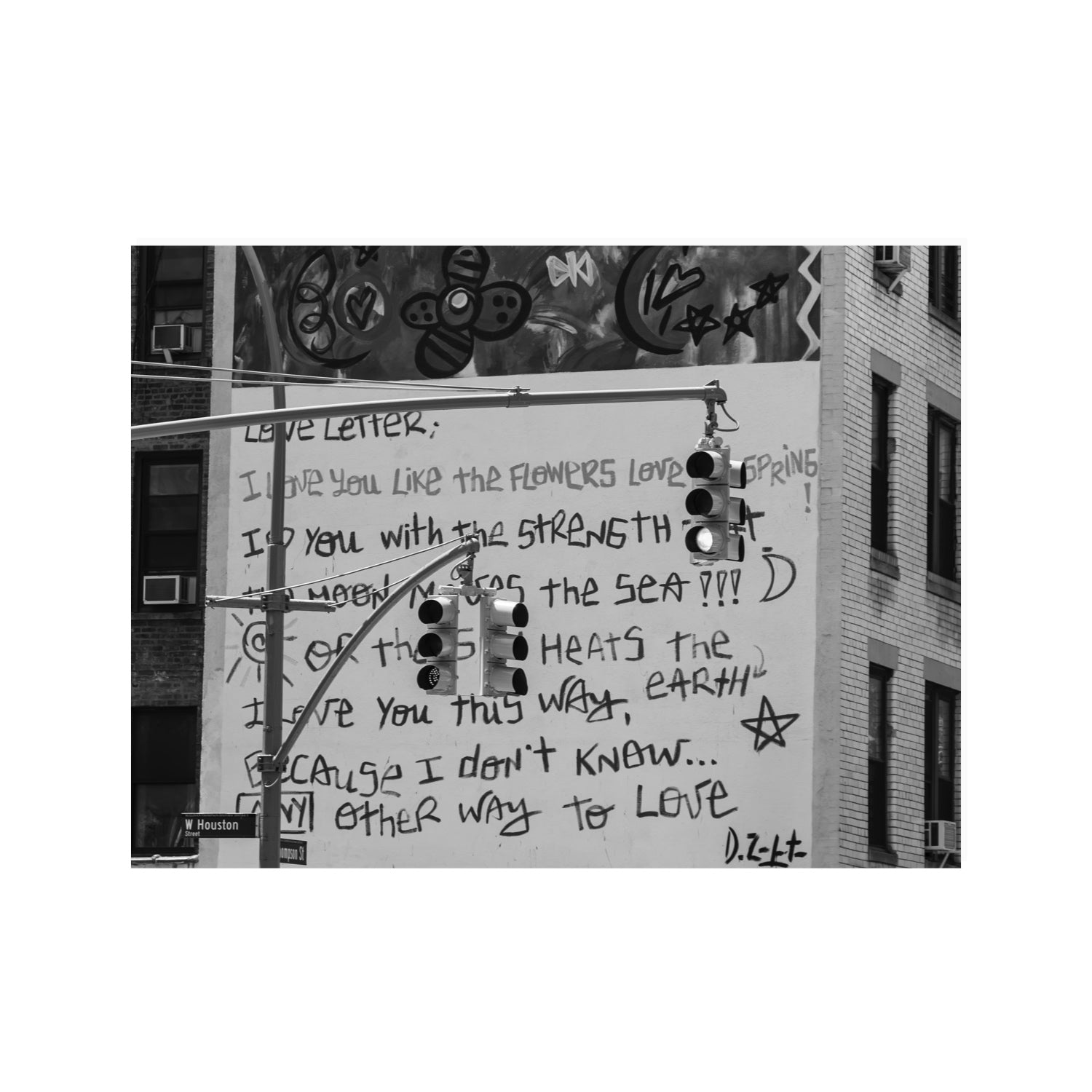 Love Letter New York NYC Black & White wall art 30 x 40 in unframed fine art print
