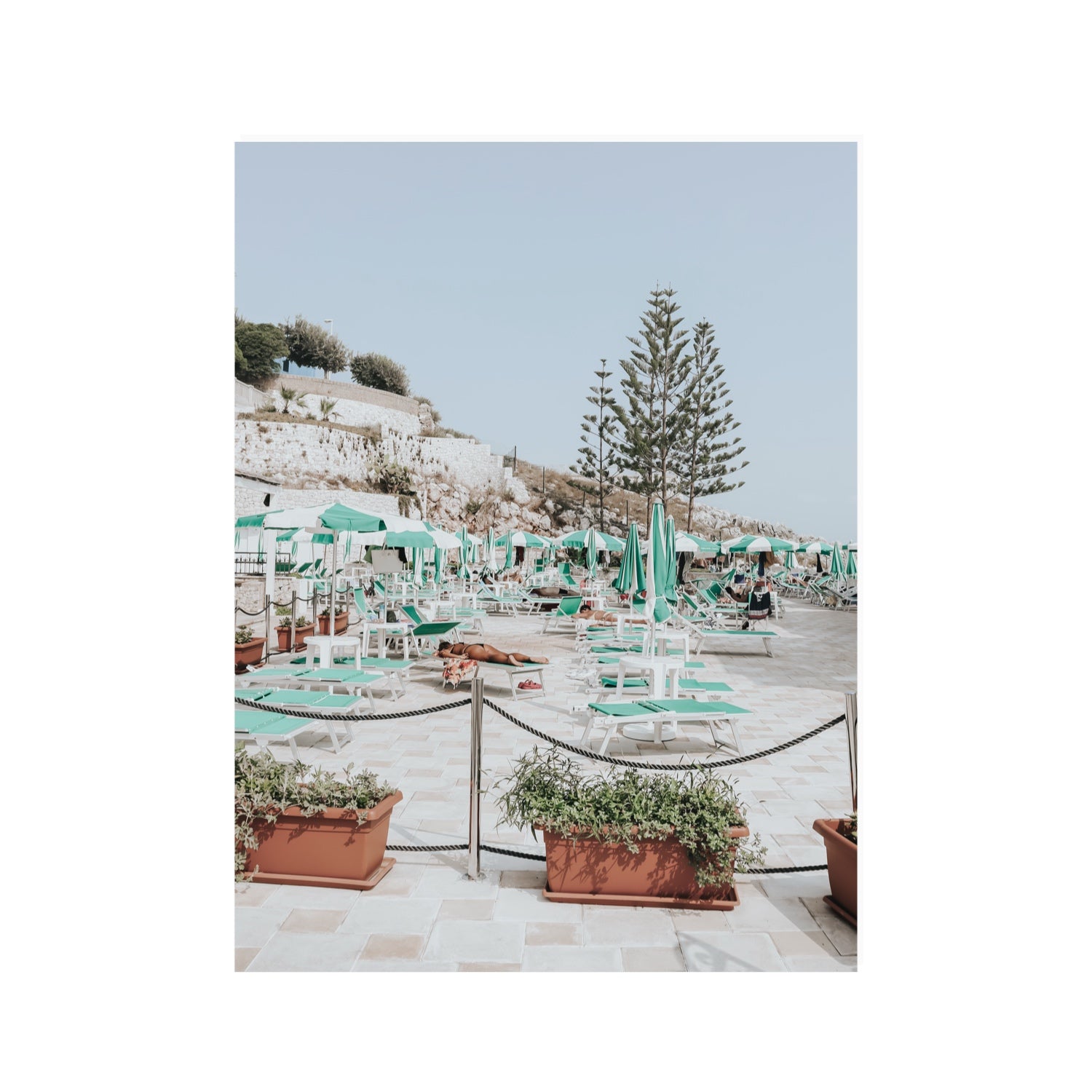 Siesta on The Terrace Puglia coastal wall art 30 x 40 in unframed fine art print