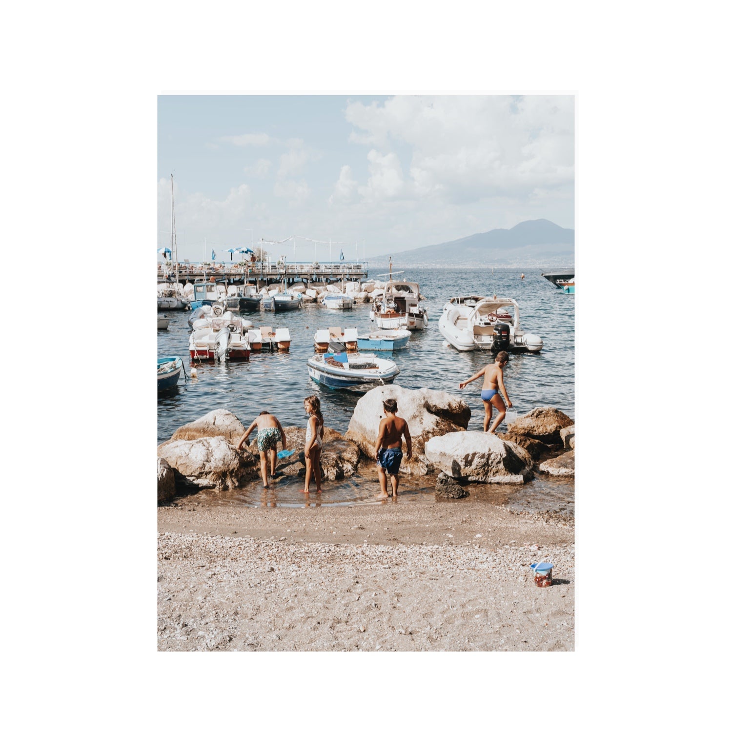 Searching For Treasures Sorrento coastal wall art 30 x 40 in unframed fine art print