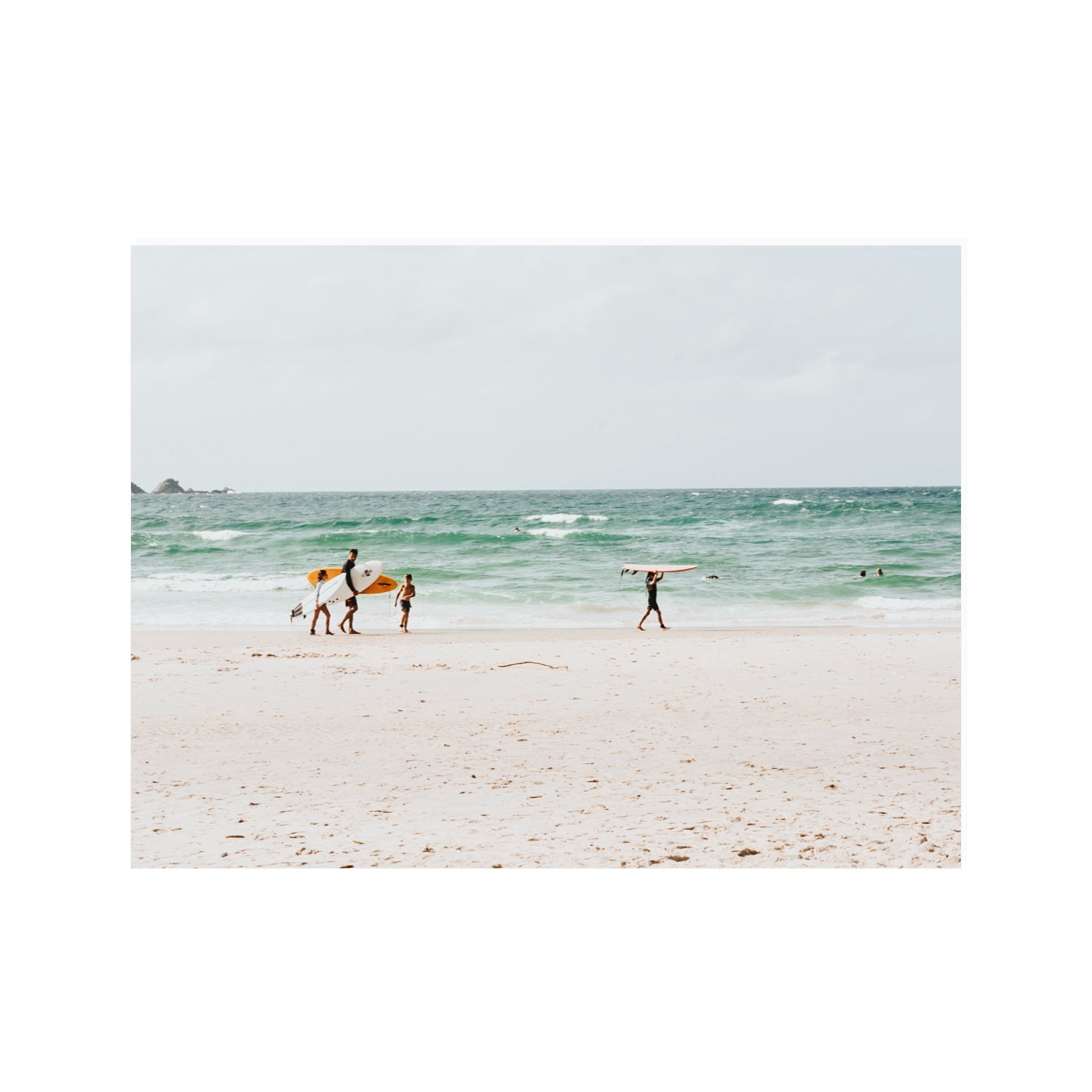 La Famiglia Byron Bay Family Surf coastal wall art 30 x 40 in unframed fine art print