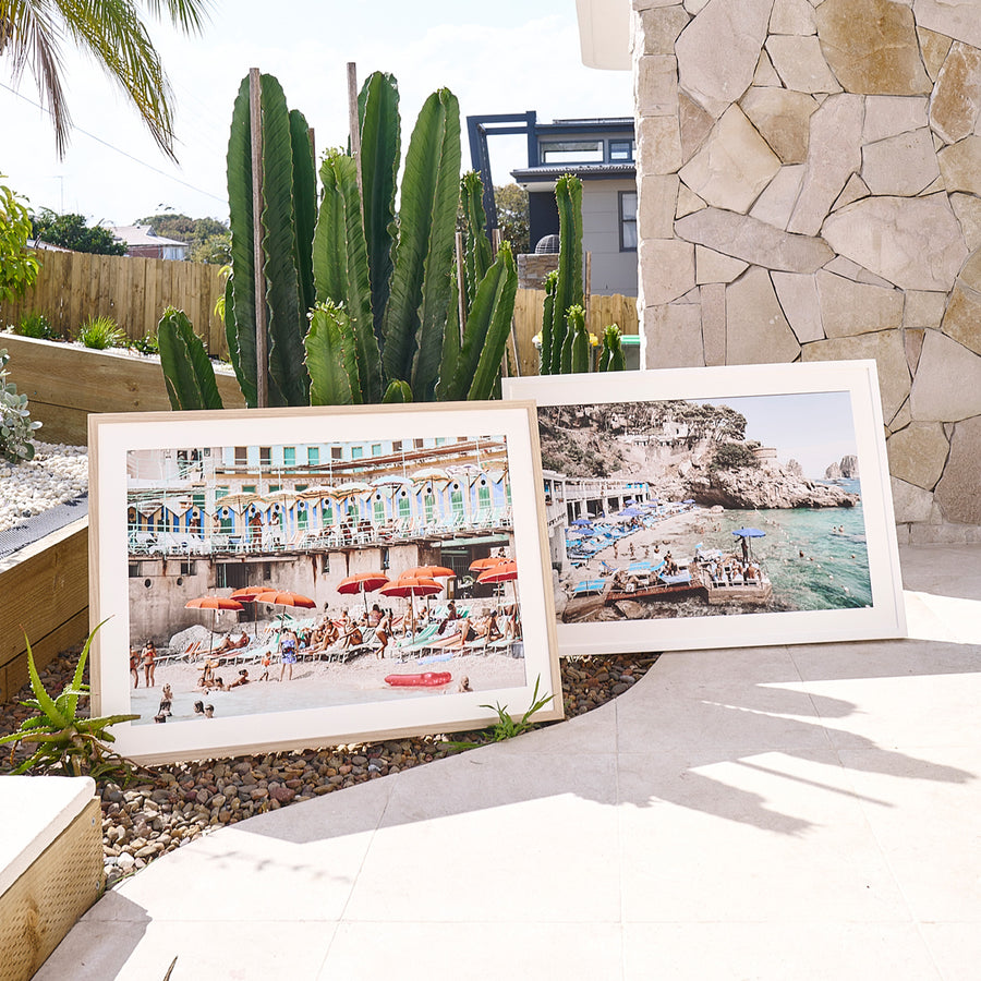 Umbrella Fiesta & Vita Bella, The Italian Summer fine art photography prints by Amichi Co, styled in a collector’s home