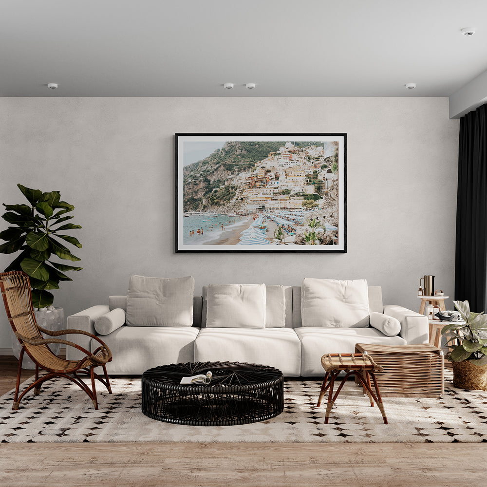 Villagio Sul Mare Positano wall art black framed print styled in a room