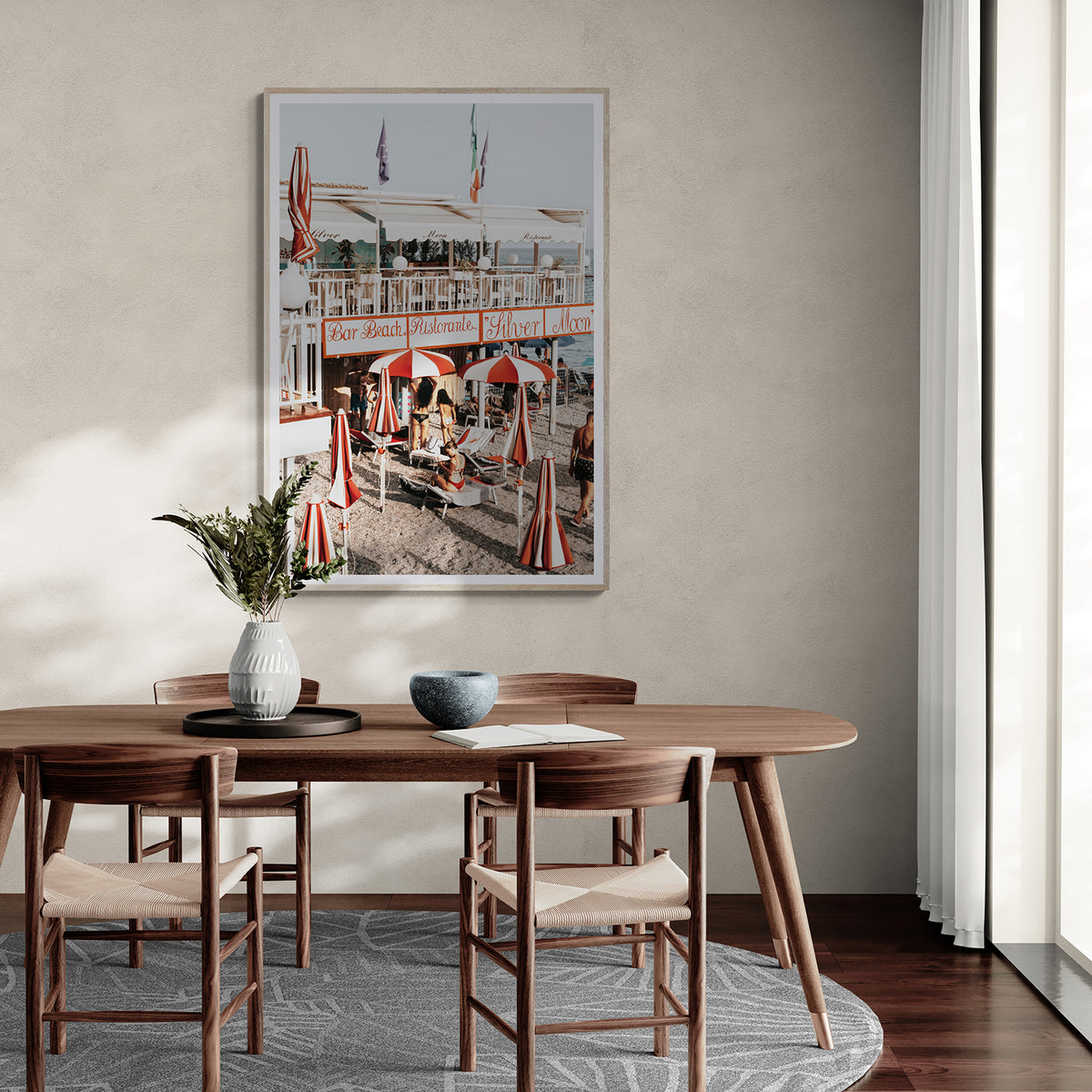 Vintage Amalfi framed wall art print styled in a dining room interior