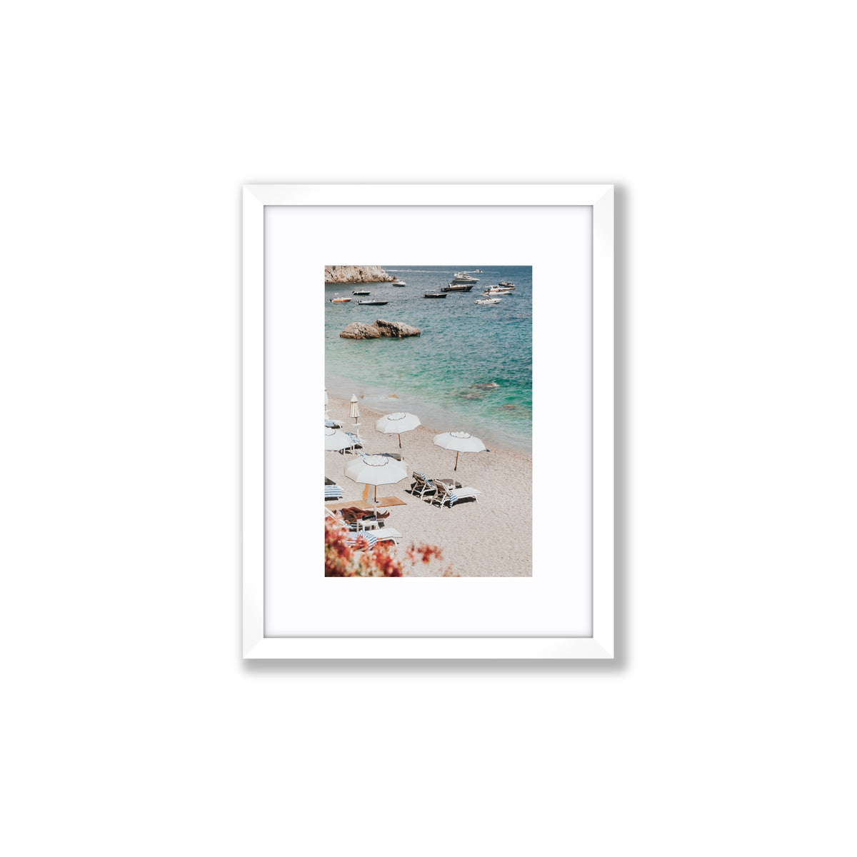 Romantic Escape Amalfi coastal wall art small fine art print in white frame with matboard