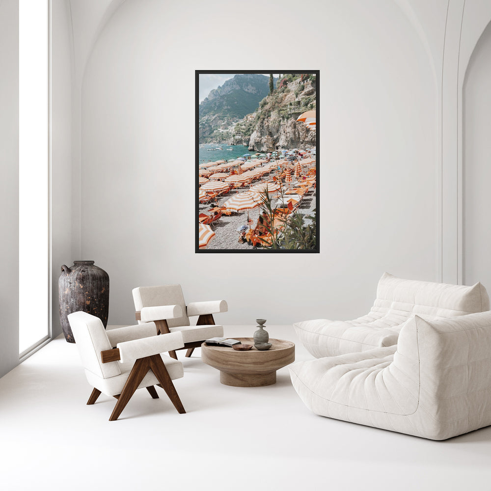 Bagni d'Arienzo Positano decor wall art black framed print styled in a room