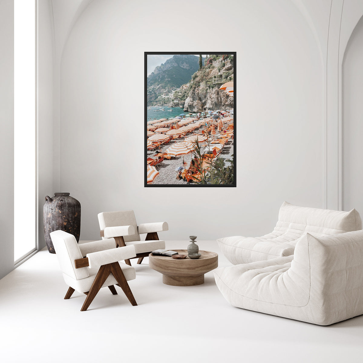 Bagni d'Arienzo Positano decor wall art black framed print styled in a room