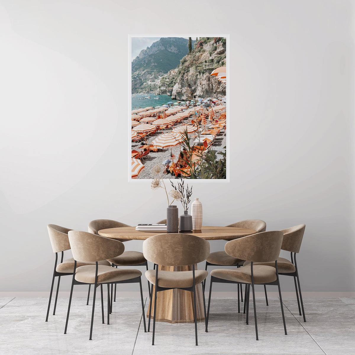Bagni d'Arienzo Positano decor wall art white framed print styled in a room