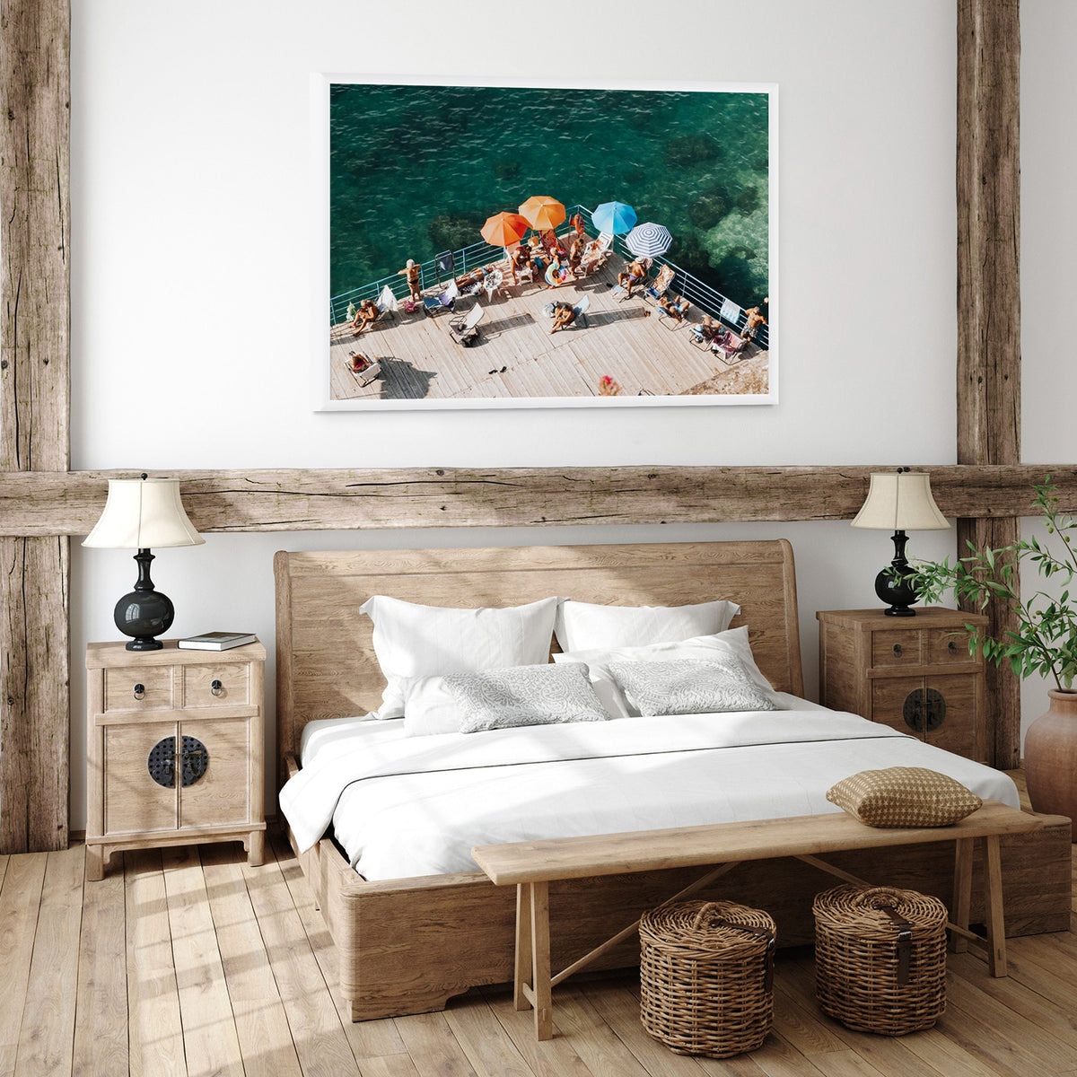 Il Dolce Far Niente Sorrento coastal wall art white framed print styled in a room