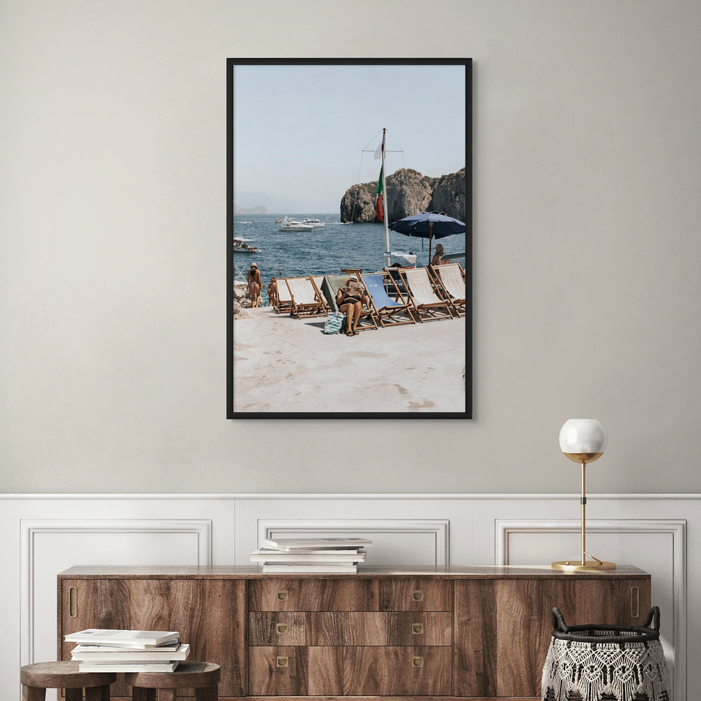 Vintage Sun Goddess Italian decor wall art framed print styled in a room